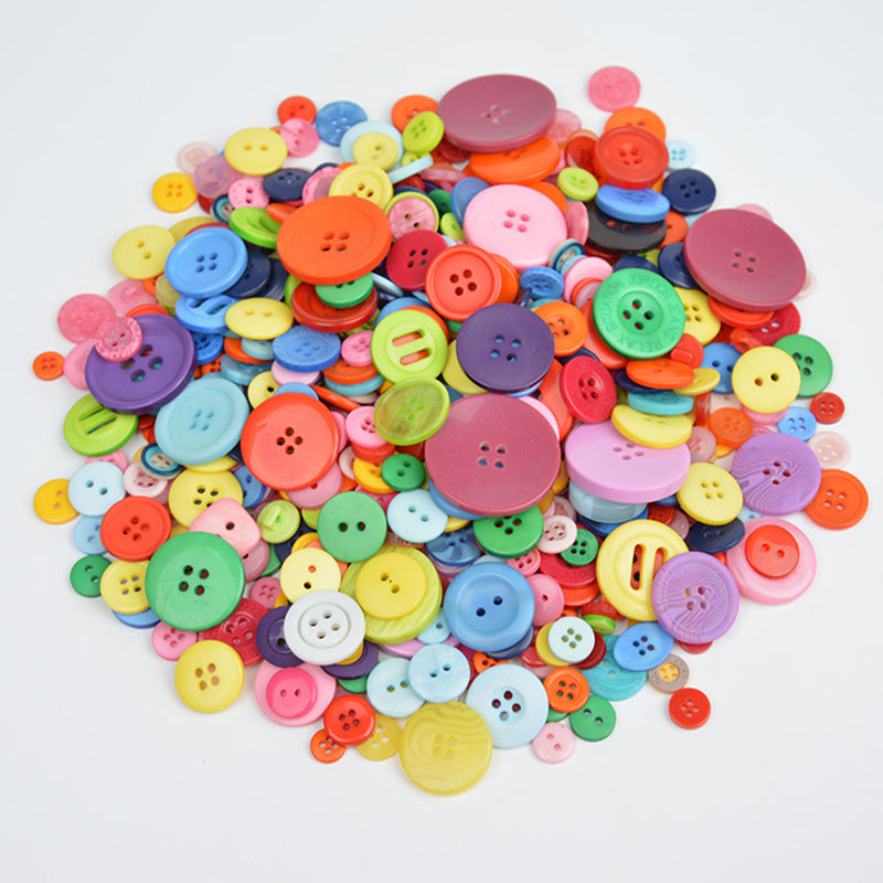 Buashop® 600 pcs 2-holes /4-holes Round plastic button colorful mixed color resin button clothing accessories for clothes DIY