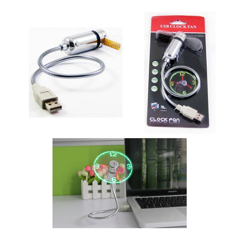 LED Clock USB Fan Portable Gadgets