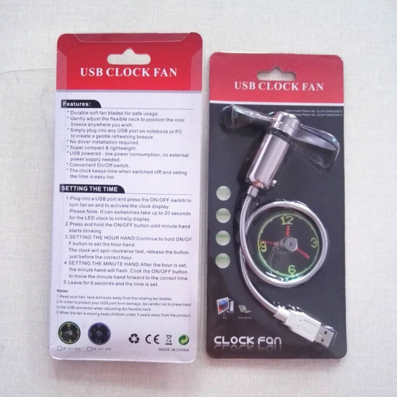 LEDクロック USBファン 携帯用ガジェット