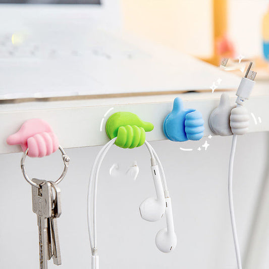 8PCS Creative Thumb HookPerforation-free Viscose Wall Hook Data Cable Headphone Key Accessories Storage Kitchen Bathroom Hook Tool