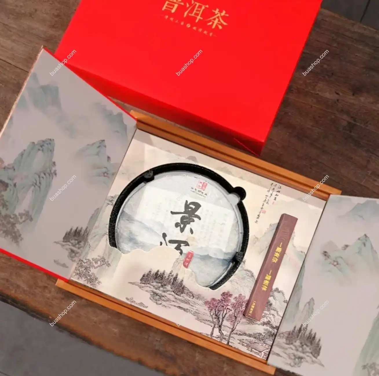 古树普洱茶景迈礼盒装 配手提袋 357g/盒-普洱生茶 普洱茶 BUASHOP普洱老茶