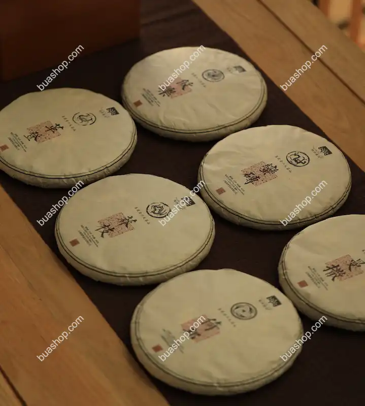 易武古六茶山合集(倚邦 蛮砖 革登 曼撒 莽枝 莜乐) 2018年 茶色光润 回甘生津持久口感独特 2.4kg/套共六饼 普洱茶 BUASHOP普洱老茶